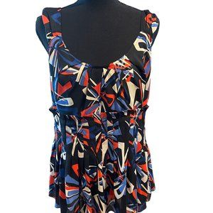 NINE WEST Sleeveless Blouse with Ruffled Waist and Peplum